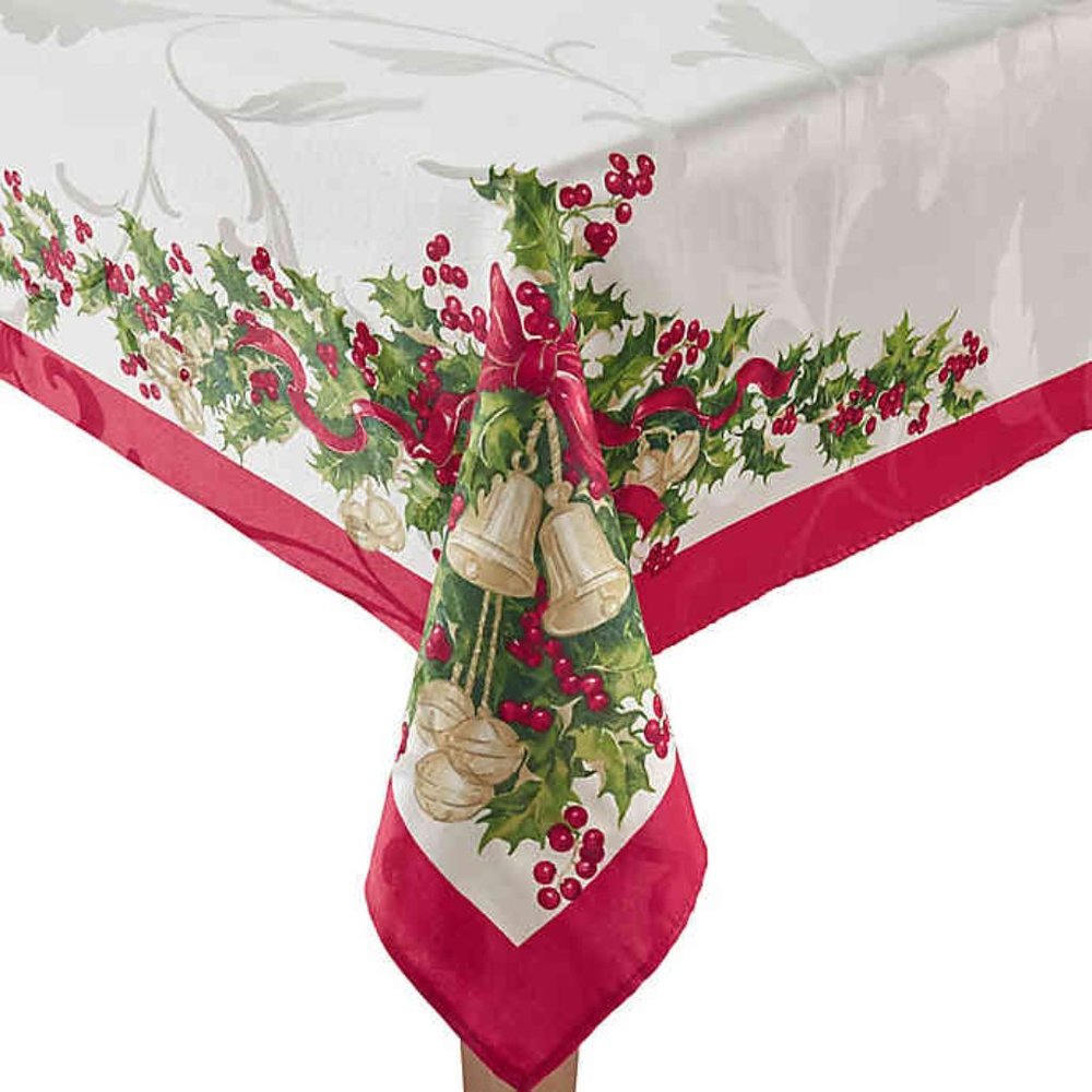 new Winter Wonderland 70" Round Christmas Garland & Bells Tablecloth